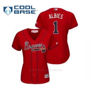 Camiseta Beisbol Mujer Atlanta Braves Ozzie Albies Cool Base Majestic Alternato 2019 Rojo