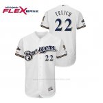 Camiseta Beisbol Hombre Milwaukee Brewers Christian Yelich 2019 Postseason Flex Base Blanco