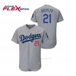 Camiseta Beisbol Hombre Los Angeles Dodgers Walker Buehler 150th Aniversario Patch Flex Base Gris