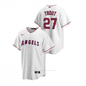 Camiseta Beisbol Hombre Los Angeles Angels Mike Trout Replica Primera Blanco