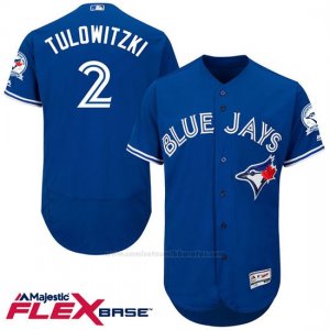 Camiseta Beisbol Hombre Toronto Blue Jays Troy Tulowitzki 2 Azul Flex Base Autentico Coleccion 40 Aniversario