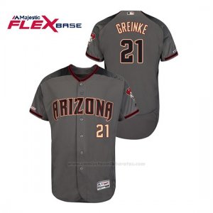 Camiseta Beisbol Hombre Arizona Diamondbacks Zack Greinke 150th Aniversario Patch Autentico Flex Base Gris