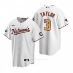 Camiseta Beisbol Hombre Washington Nationals Michael A. Taylor Gold-Trimmed Championship Replica Blanco