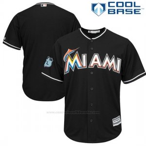 Camiseta Beisbol Hombre Miami Marlins Negro 2017 Entrenamiento de Primavera Cool Base