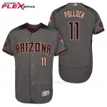 Camiseta Beisbol Hombre Arizona Diamondbacks 11 A.j. Pollock Gris Negro 20 Aniversario Flex Base