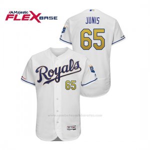 Camiseta Beisbol Hombre Kansas City Royals Jakob Junis 150th Aniversario Patch Flex Base Blanco2