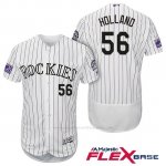 Camiseta Beisbol Hombre Colorado Rockies Greg Holland 56 Blanco 25th Season Flex Base