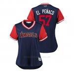 Camiseta Beisbol Mujer Los Angeles Angels Hansel Robles 2018 Llws Players Weekend El Penaco Azul