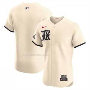 Camiseta Beisbol Hombre Texas Rangers City Connect Elite Crema
