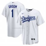 Camiseta Beisbol Hombre Los Angeles Dodgers NO 1 Groom Primera Replica Blanco
