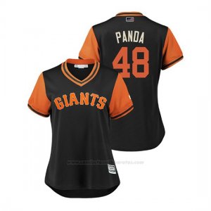 Camiseta Beisbol Mujer San Francisco Giants Pablo Sandoval 2018 Llws Players Weekend Panda Negro