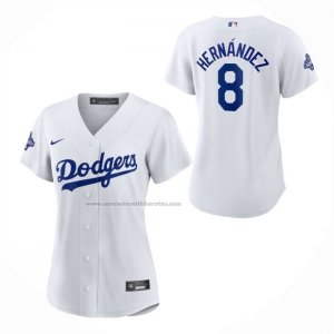 Camiseta Beisbol Mujer Los Angeles Dodgers Enrique Hernandez Primera 2025 World Series Champions Replica Blanco