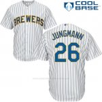 Camiseta Beisbol Hombre Milwaukee Brewers Taylor Jungmann Blanco Autentico Coleccion Cool Base