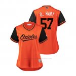 Camiseta Beisbol Mujer Baltimore Orioles Donnie Hart 2018 Llws Players Weekend D. Hart Orange