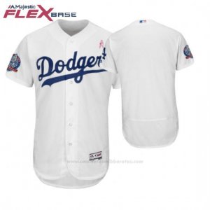 Camiseta Beisbol Hombre Los Angeles Los Angeles Dodgers Blanco 2018 Dia de la Madre Flex Base