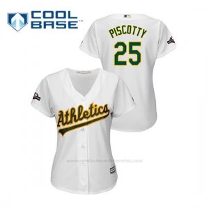 Camiseta Beisbol Mujer Oakland Athletics Stephen Piscotty 2019 Postseason Cool Base Blanco