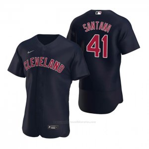 Camiseta Beisbol Hombre Cleveland Indians Carlos Santana Alterno Autentico 2020 Azul