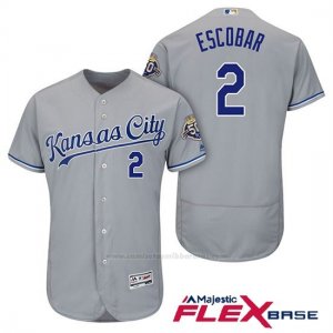 Camiseta Beisbol Hombre Kansas City Royals Alcides Escobar Gris 50th Season Flex Base