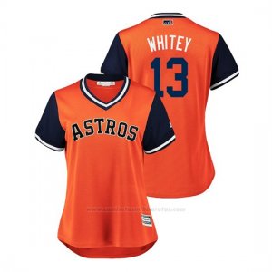 Camiseta Beisbol Mujer Houston Astros Tyler Blanco 2018 Llws Players Weekend Blancoy Orange