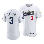 Camiseta Beisbol Hombre Los Angeles Dodgers Chris Taylor 2021 Gold Program Autentico Blanco Oro