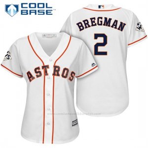 Camiseta Beisbol Mujer Houston Astros 2017 World Series Alex Bregman Blanco Cool Base