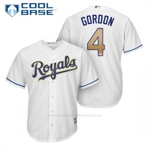 Camiseta Beisbol Hombre Kansas City Royals 4 Alex Gordon Blanco 2017 Cool Base