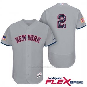 Camiseta Beisbol Hombre New York Yankees 2017 Estrellas y Rayas Derek Jeter Gris Flex Base