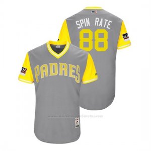 Camiseta Beisbol Hombre San Diego Padres Phil Maton 2018 Llws Players Weekend Spin Rate Gris