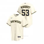 Camiseta Beisbol Hombre Milwaukee Brewers Brandon Woodruff Replica Primera Crema