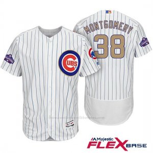 Camiseta Beisbol Hombre Chicago Cubs 38 Mike Montgomery Blanco Oro Program Flex Base