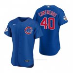 Camiseta Beisbol Hombre Chicago Cubs Willson Contreras Autentico 2020 Alterno Azul