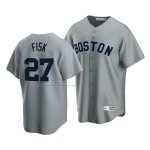 Camiseta Beisbol Hombre Boston Red Sox Carlton Fisk Cooperstown Collection Road Gris