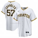 Camiseta Beisbol Hombre Pittsburgh Pirates Bubba Chandler Primera Replica Blanco Camiseta Beisbol Hombre Pittsburgh Pirates Bubba Chandler Primera Replica Blanco