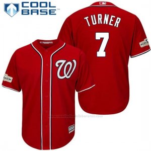 Camiseta Beisbol Hombre Washington Nationals 2017 Postemporada Trea Turner Scarlet Cool Base