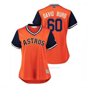 Camiseta Beisbol Mujer Houston Astros Dallas Keuchel 2018 Llws Players Weekend David Burd Orange