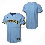 Camiseta Beisbol Nino Milwaukee Brewers Segunda Stadium Azul Claro
