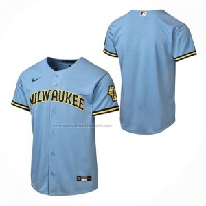 Camiseta Beisbol Nino Milwaukee Brewers Segunda Stadium Azul Claro