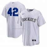 Camiseta Beisbol Hombre Colorado Rockies 2025 Jackie Robinson Day Primera Replica Blanco