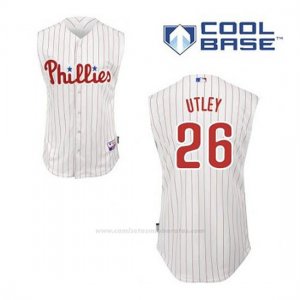 Camiseta Beisbol Hombre Philadelphia Phillies Chase Utley 26 Blanco Vest Style Cool Base