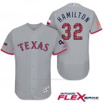 Camiseta Beisbol Hombre Texas Rangers 2017 Estrellas y Rayas Josh Hamilton Gris Flex Base