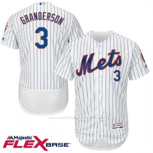 Camiseta Beisbol Hombre New York Mets Curtis Granderson 3 Blanco Flex Base Autentico Coleccion Jugador