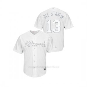 Camiseta Beisbol Hombre Miami Marlins Starlin Castro 2019 Players Weekend Replica Blanco