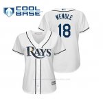 Camiseta Beisbol Mujer Tampa Bay Rays Joey Wendle Cool Base Majestic Home 2019 Blanco