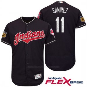 Camiseta Beisbol Hombre Cleveland Indians Jose Ramirez Azul 2017 Entrenamiento de Primavera Flex Base Jugador