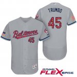 Camiseta Beisbol Hombre Baltimore Orioles 2017 Estrellas Y Rayas 45 Mark Trumbo Gris Flex Base