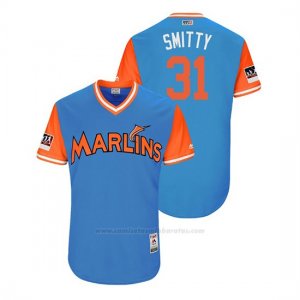 Camiseta Beisbol Hombre Miami Marlins Caleb Smith 2018 Llws Players Weekend Smitty Light Toronto Blue Jays