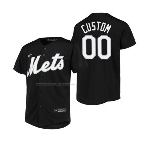 Camiseta Beisbol Nino New York Mets Custom Replica Negro