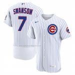 Camiseta Beisbol Hombre Chicago Cubs Dansby Swanson Replica Blanco