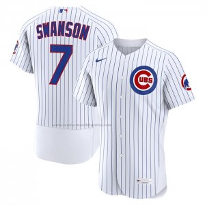 Camiseta Beisbol Hombre Chicago Cubs Dansby Swanson Replica Blanco
