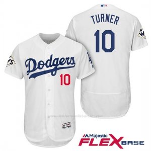 Camiseta Beisbol Hombre Los Angeles Dodgers 2017 World Series Justin Turner Blanco Flex Base